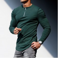 Men's Casual Slim Long-sleeved T-shirt Fitness Running Top Casual Slim Half-zip Men's Long-sleeved Bottoming Shirt