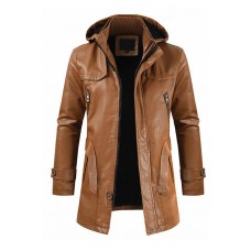 HOODED LEATHER JACKET